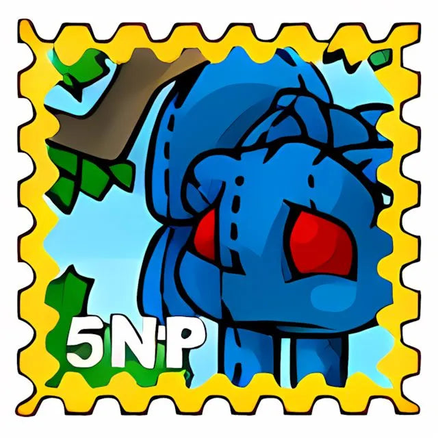 The Discarded Magical Blue Grundo Plushie of Prosperity Stamp