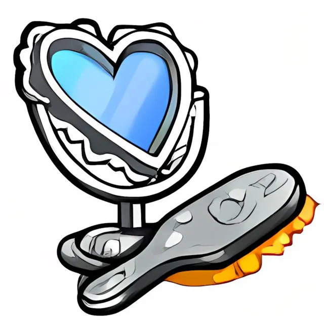 Fancy Silver Brush with Heart Mirror - Neopoints Valley